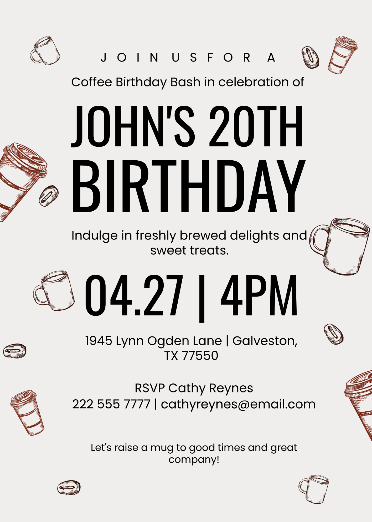 Coffee Birthday Party Invitation