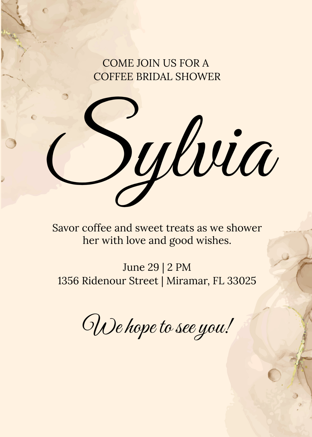 Coffee Bridal Shower Invitation