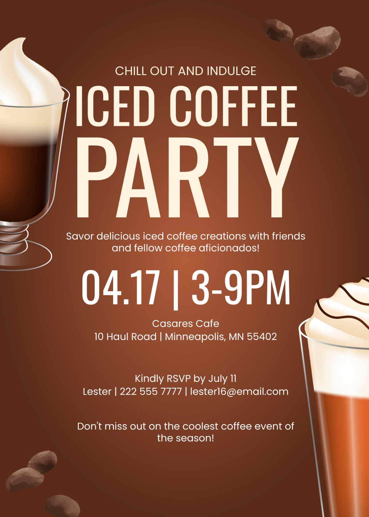 Free Iced Coffee Party Invitation Template - Edit Online & Download ...