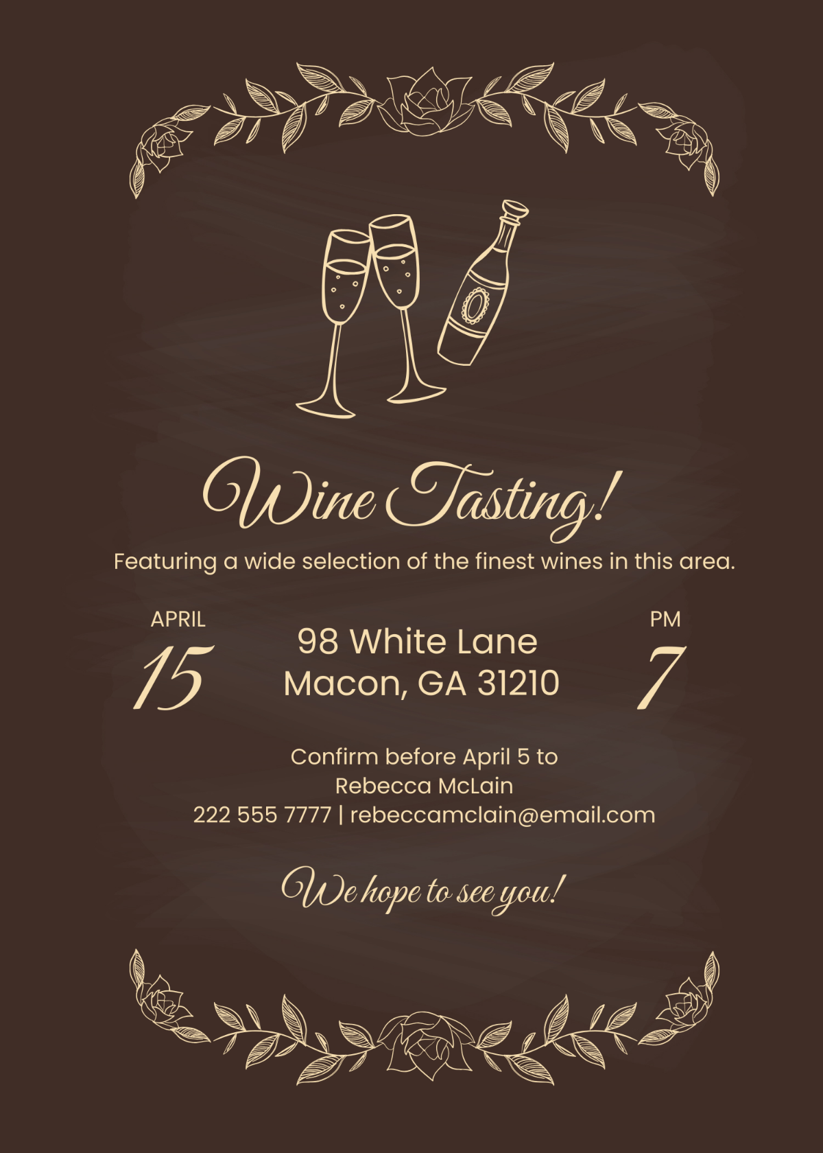 Wine Tasting Chalkboard Invitation