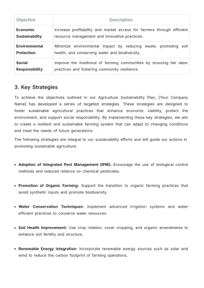 Free Agriculture Sustainability Plan Template to Edit Online