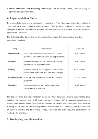 Free Agriculture Sustainability Plan Template to Edit Online