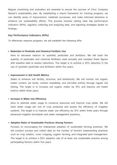 Free Agriculture Sustainability Plan Template to Edit Online