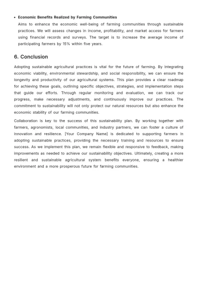 Free Agriculture Sustainability Plan Template to Edit Online