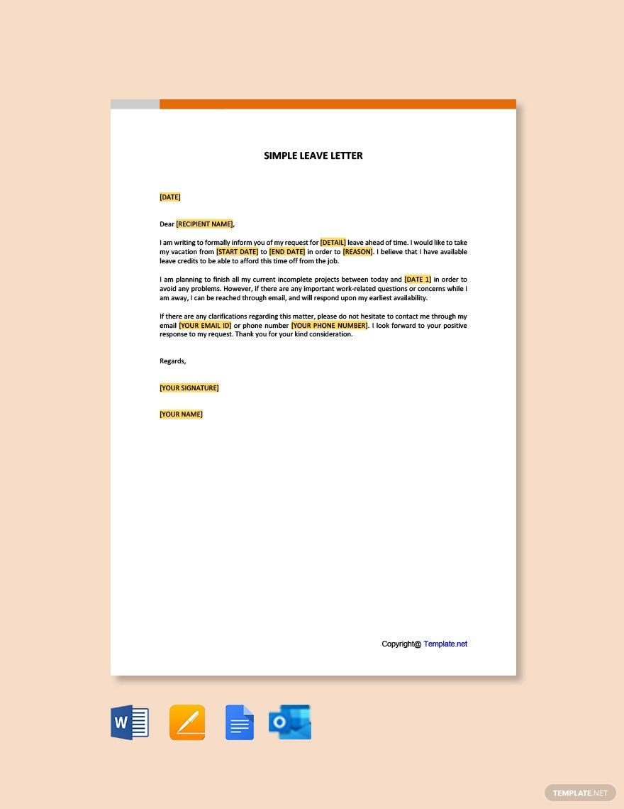Simple Leave Letter Template