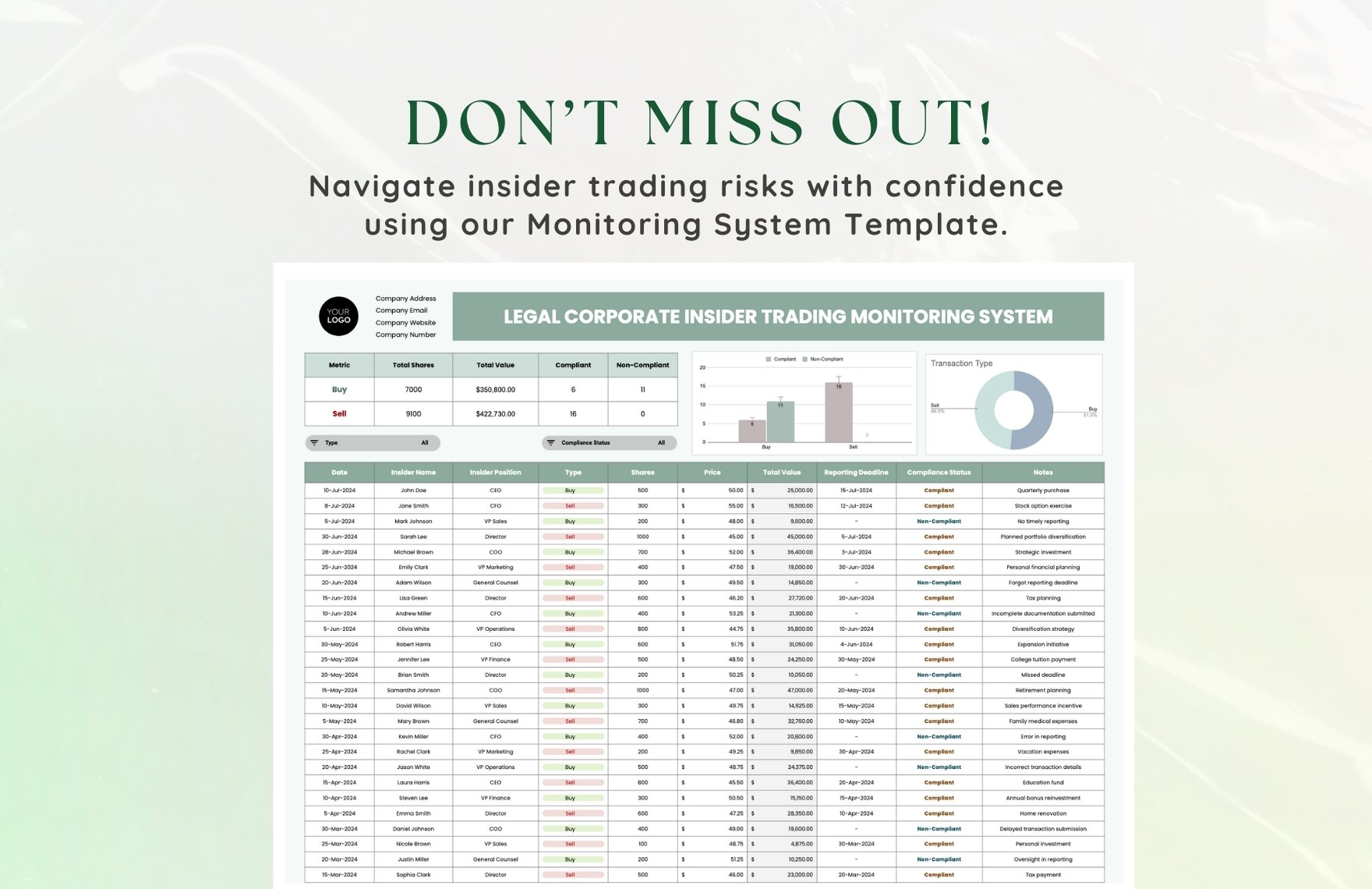 Legal Corporate Insider Trading Monitoring System Template