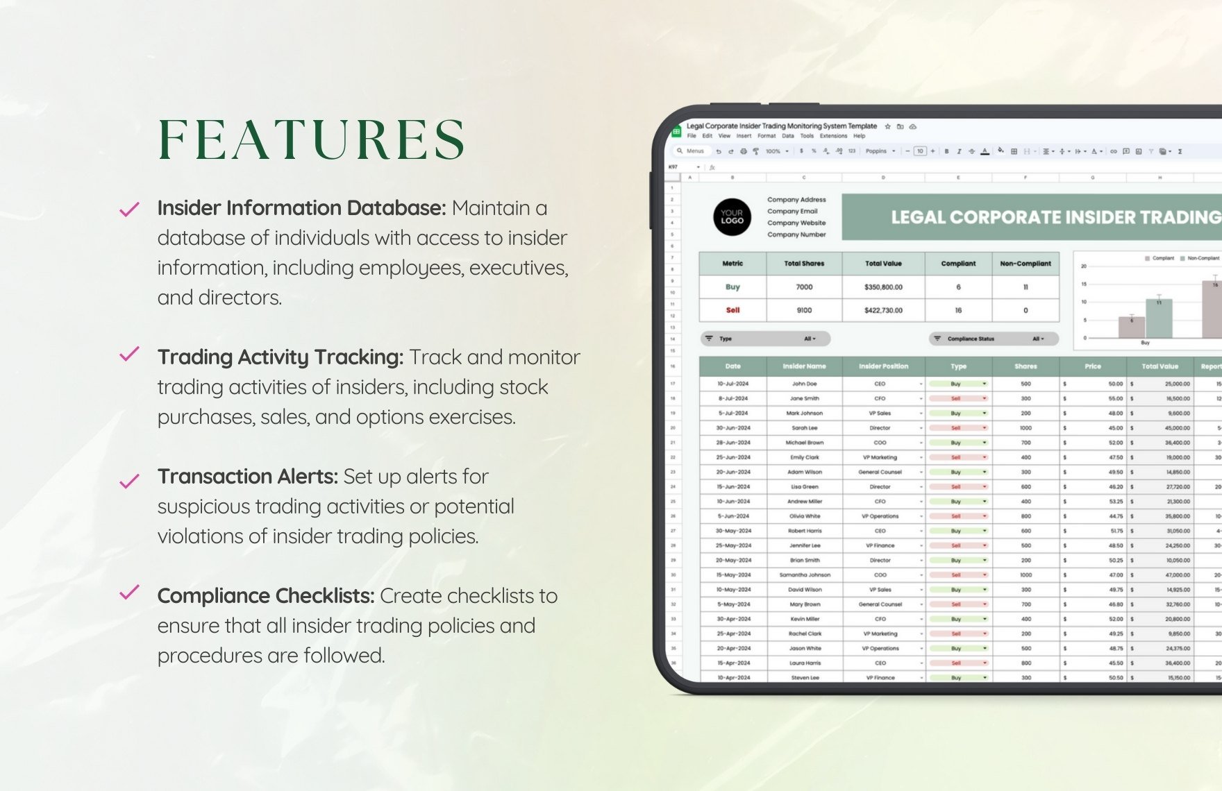Legal Corporate Insider Trading Monitoring System Template