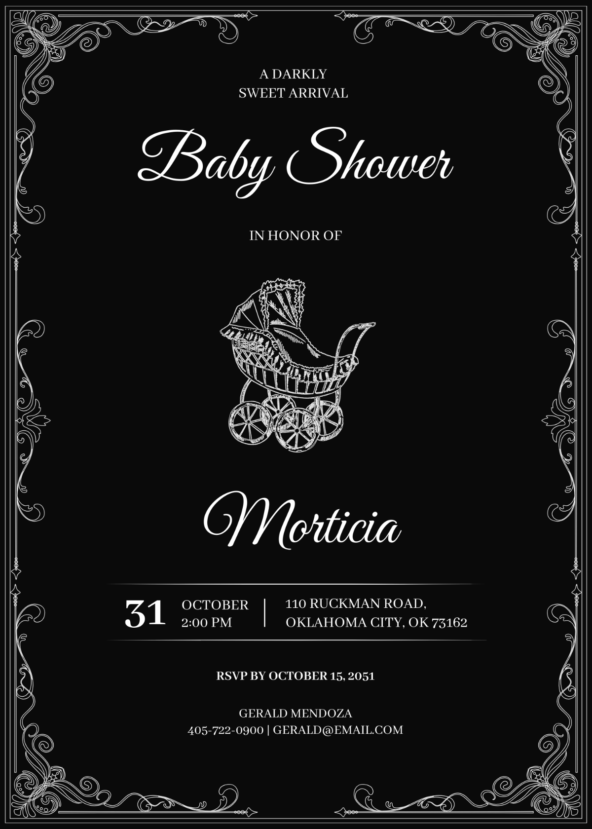 Gothic Baby Shower Invitation