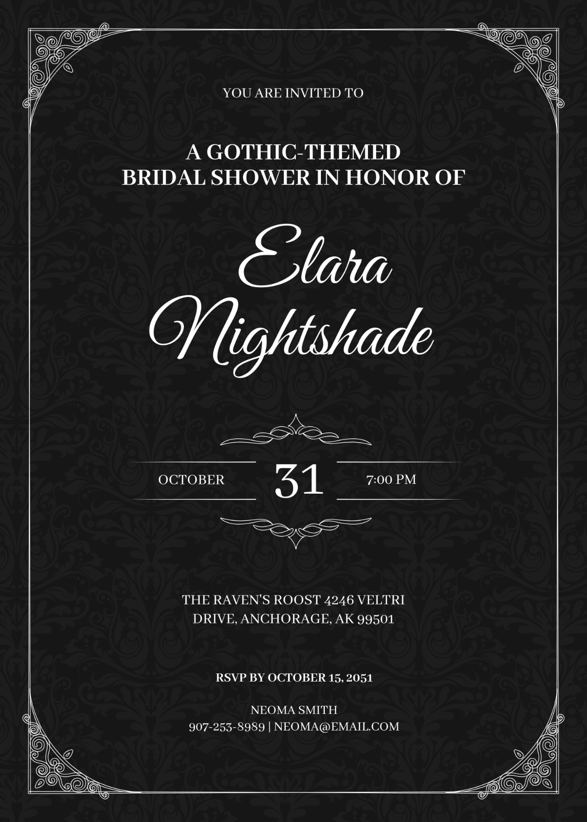 Gothic Bridal Shower Invitation