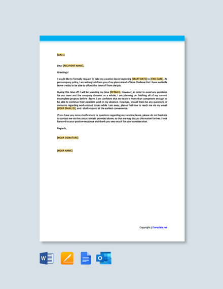 15+ FREE Vacation Letter Templates [Edit & Download] | Template.net