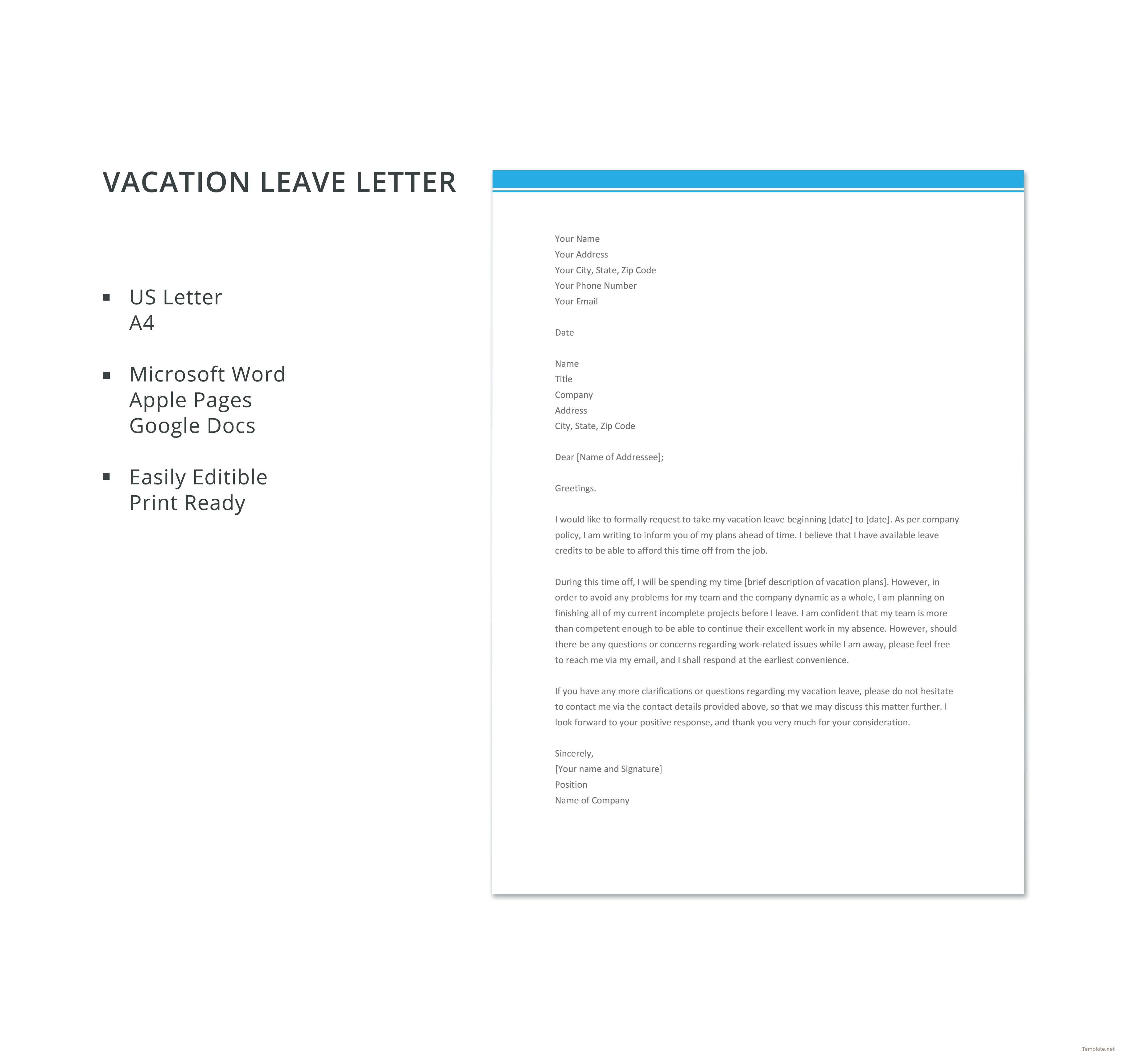 Leave Letter Template Word