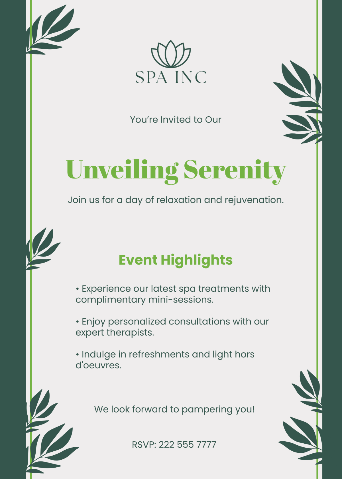 Spa Exclusive Invitation