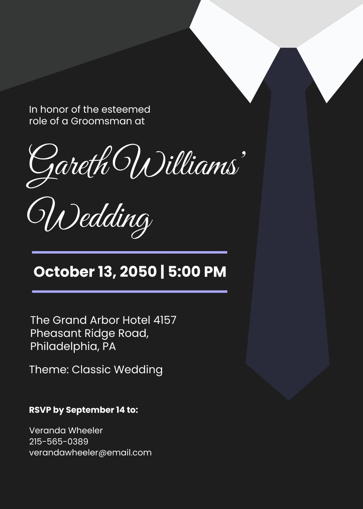 Formal Tie Groomsman Invitation