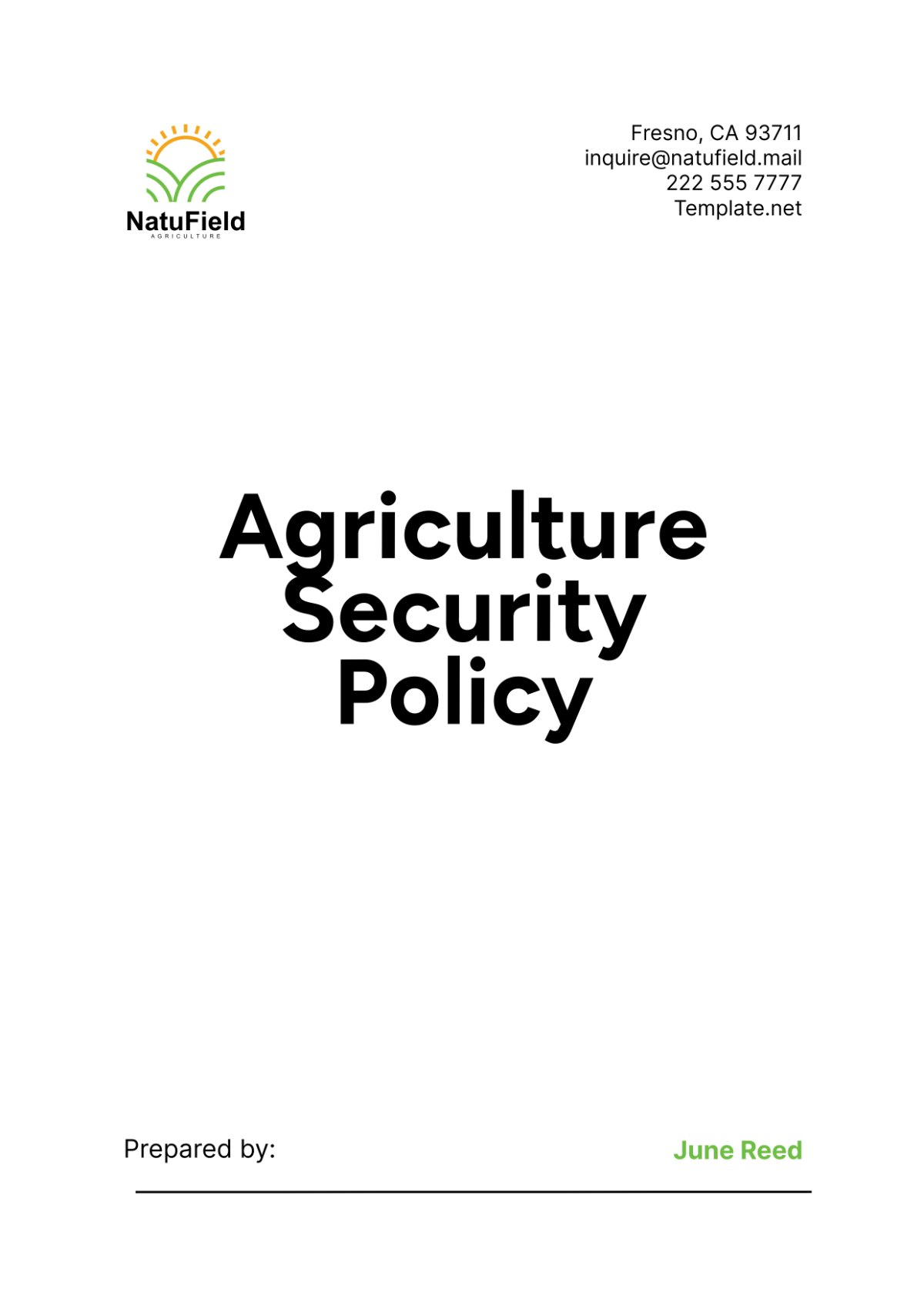 Free Agriculture Security Policy Template to Edit Online