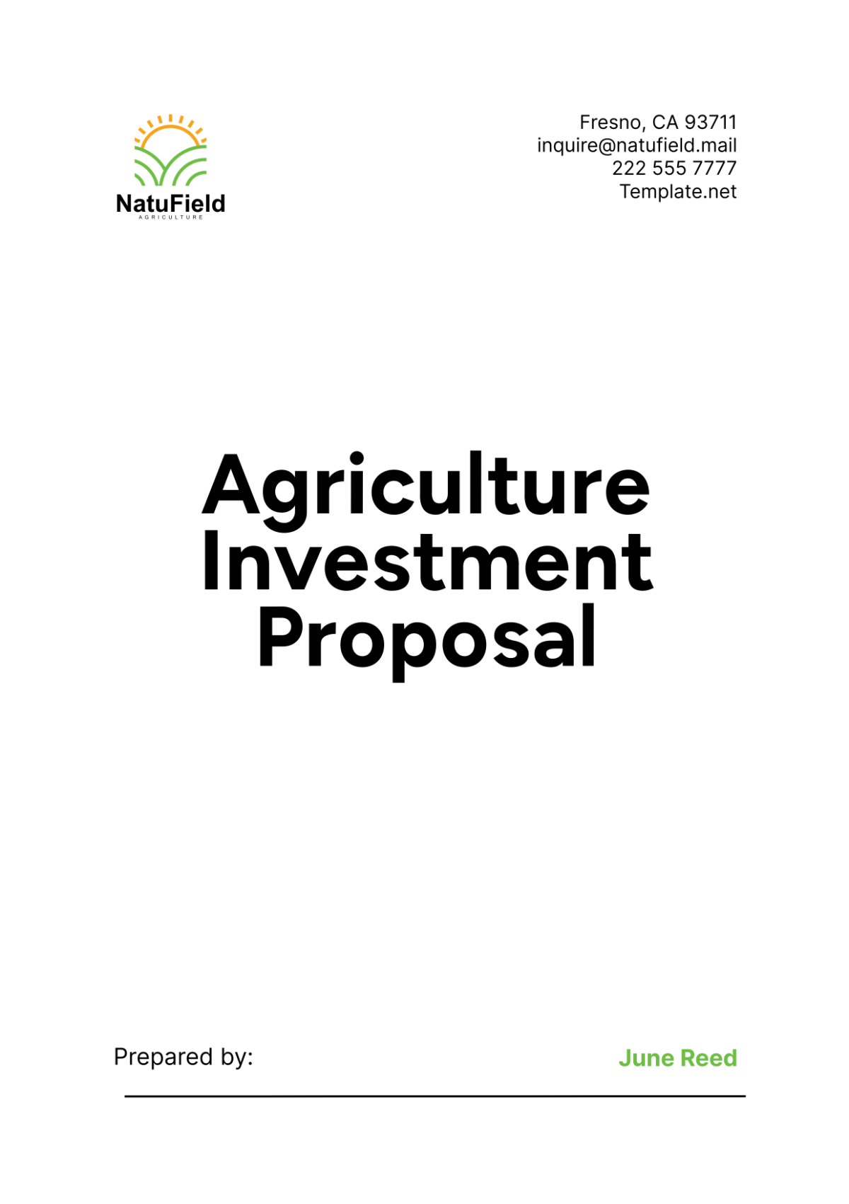 Agriculture Investment Proposal Template - Edit Online & Download