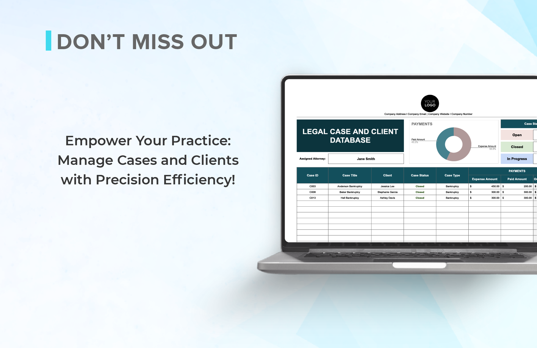 Legal Case and Client Database Template