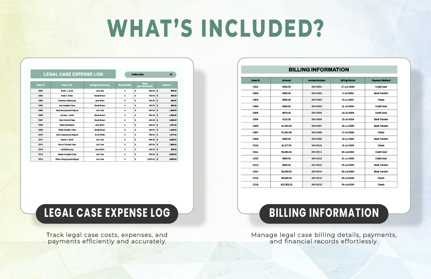 Legal Case Billing and Expense Tracking Template