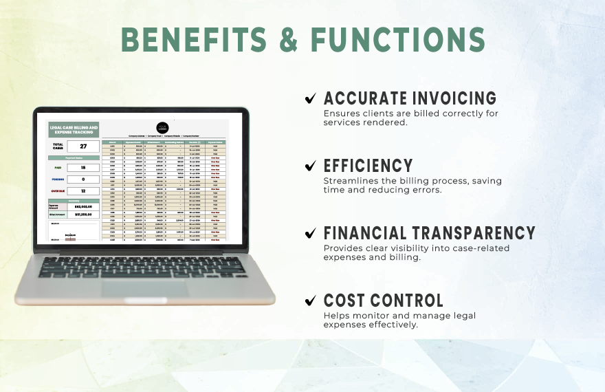 Legal Case Billing and Expense Tracking Template