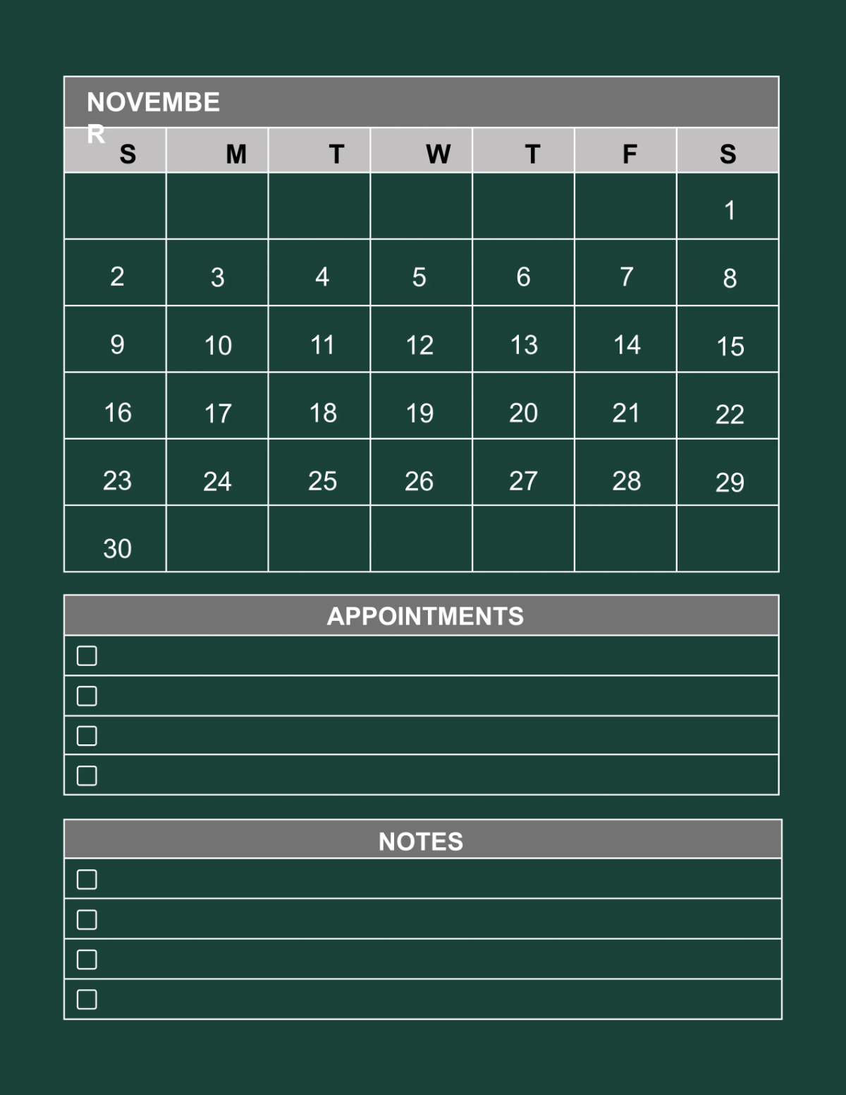 Free Spa Monthly Planner Template to Edit Online