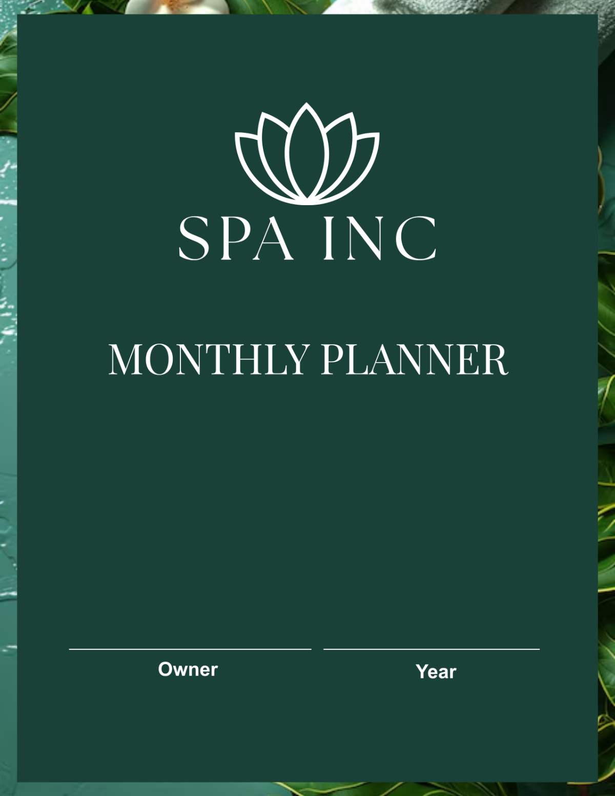Spa Monthly Planner