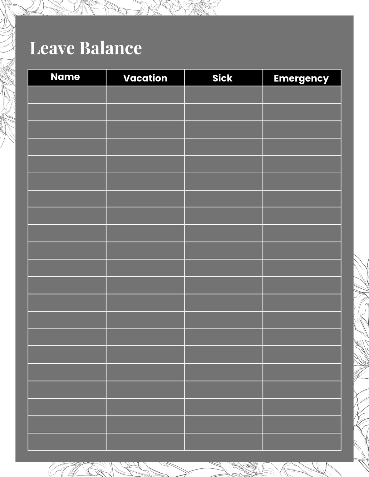 Free Spa Leave Planner Template to Edit Online