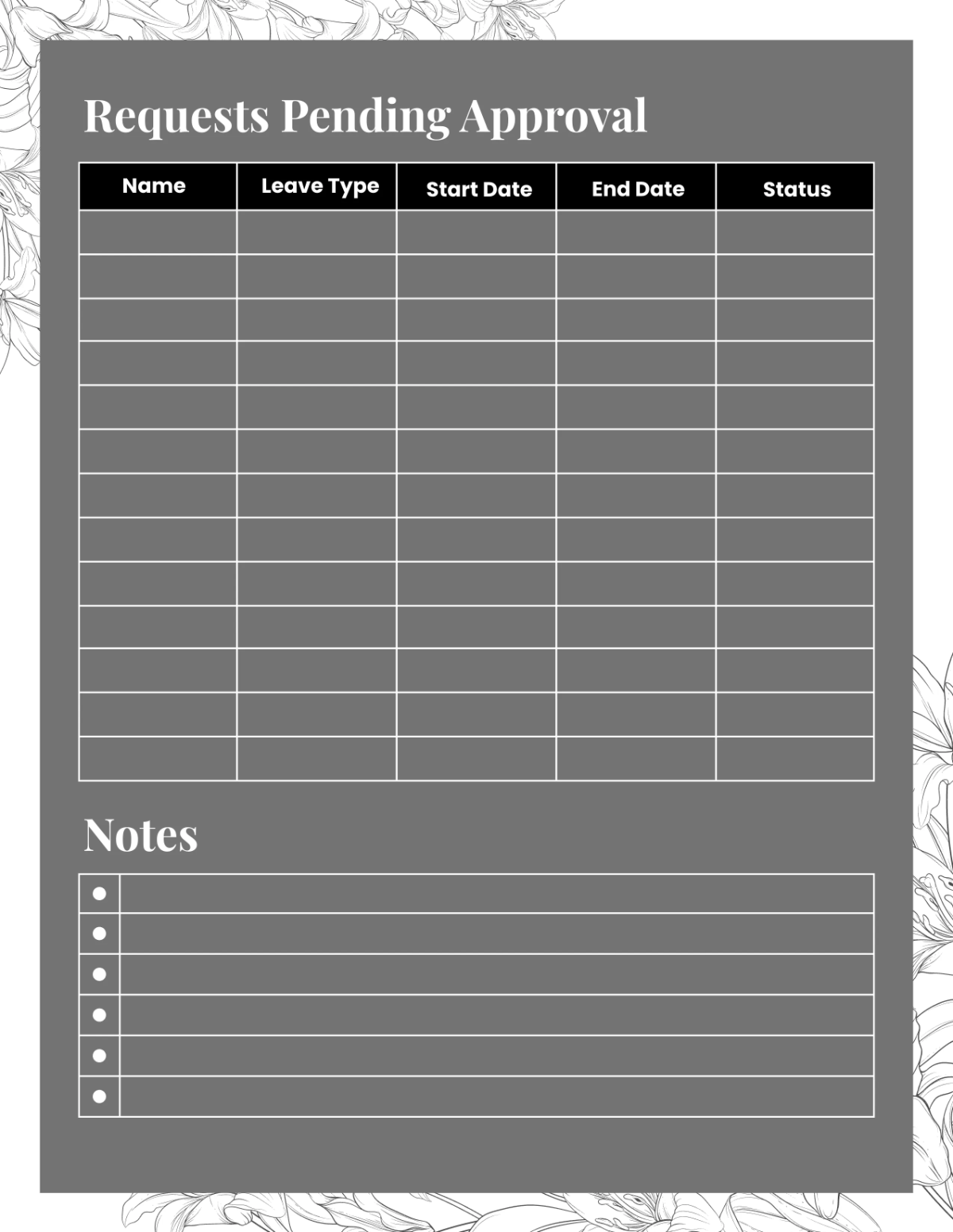 Free Spa Leave Planner Template to Edit Online