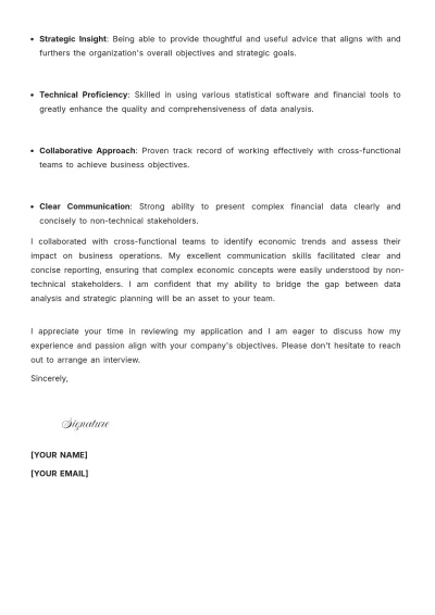 Free Financial Economic Analyst Cover Letter to Edit Online