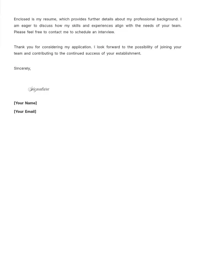 Free Bartender Cover Letter to Edit Online