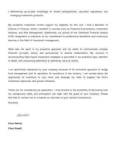 Free Financial Hedge Fund Analyst Cover Letter to Edit Online
