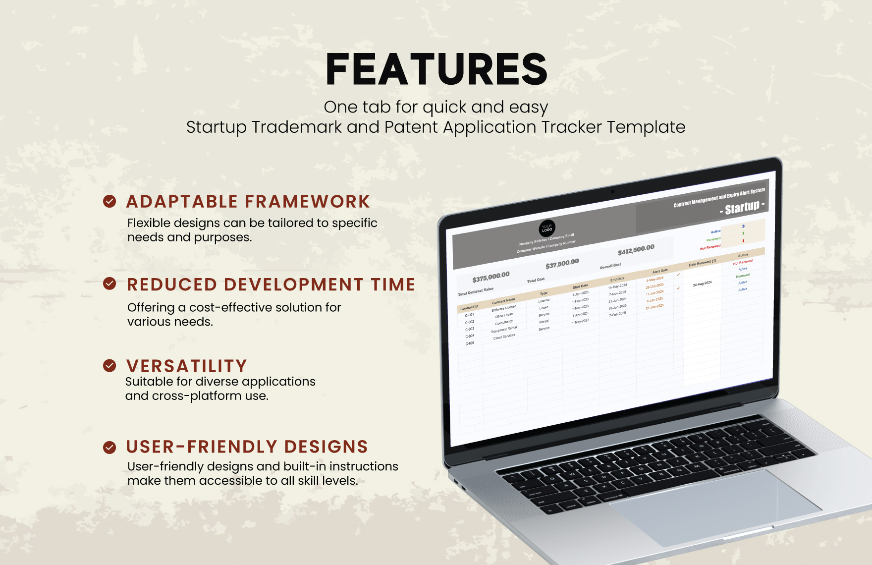 Startup Contract Management and Expiry Alert System Template
