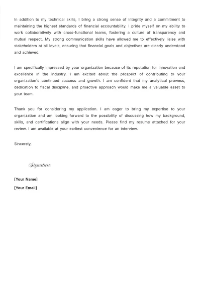 Free Financial Fiscal Analyst Cover Letter to Edit Online
