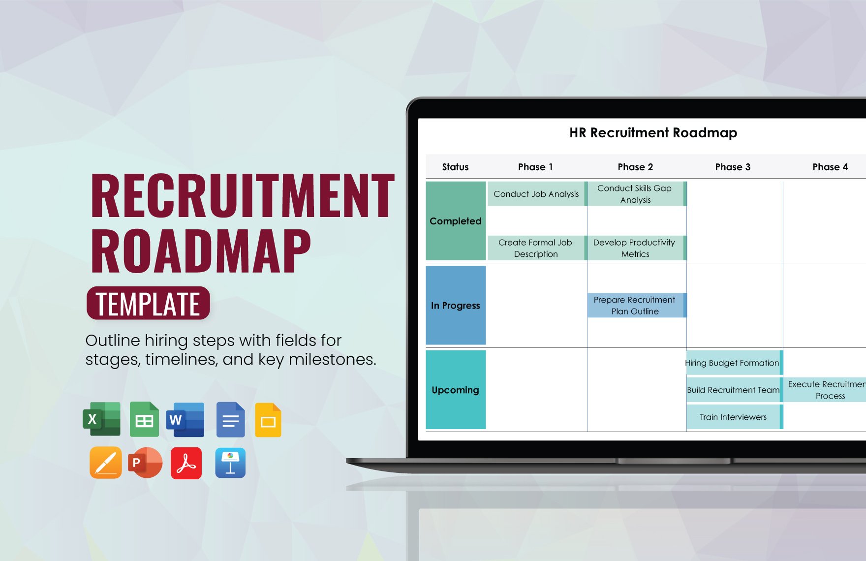 HR Recruitment Roadmap Template in Word, Google Docs, Excel, PDF, Google Sheets, Apple Pages, PowerPoint, Google Slides, Apple Keynote
