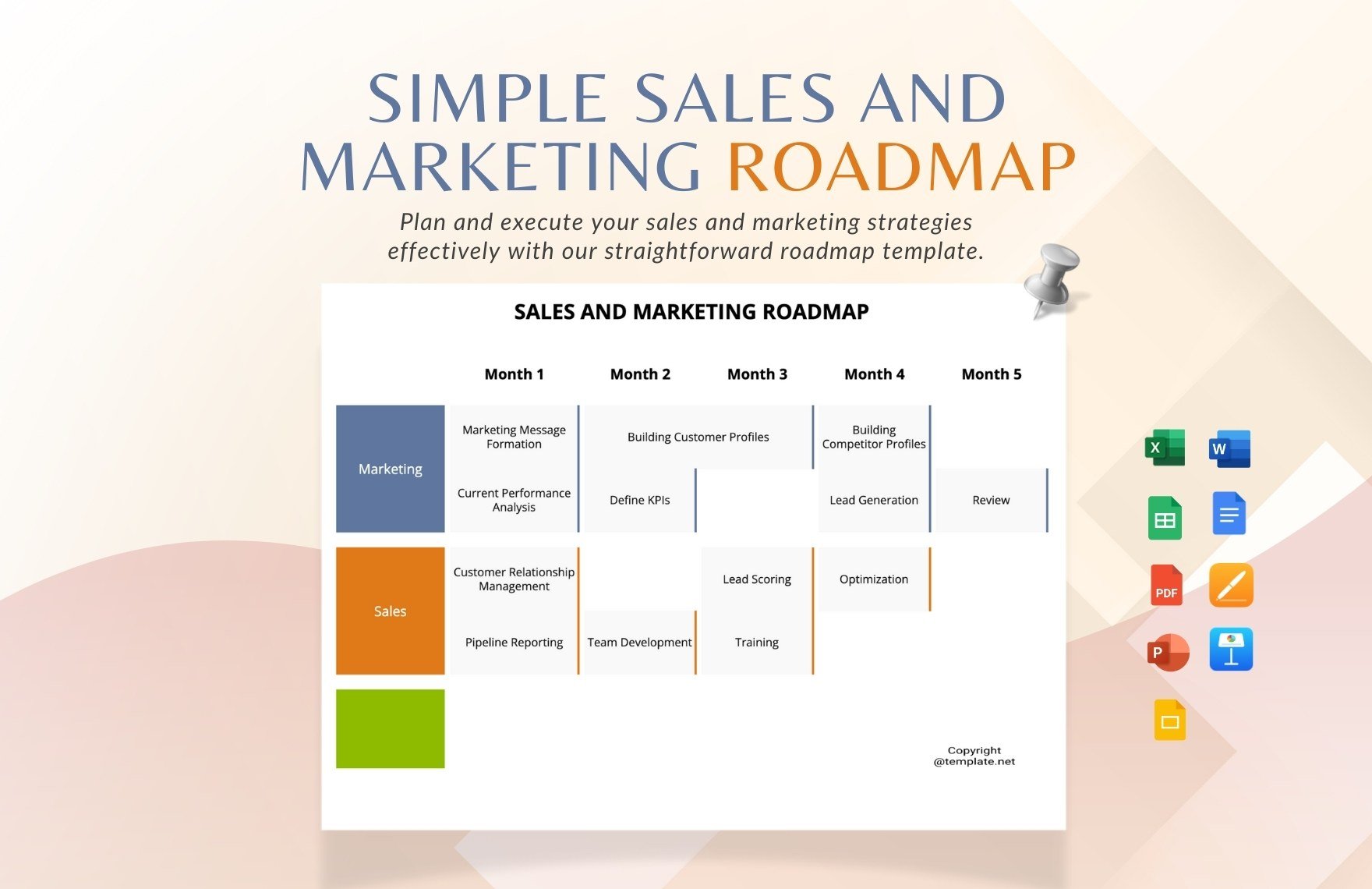 Simple Sales and Marketing Roadmap Template in Word, Google Docs, Excel, PDF, Google Sheets, Apple Pages, PowerPoint, Google Slides, Apple Keynote
