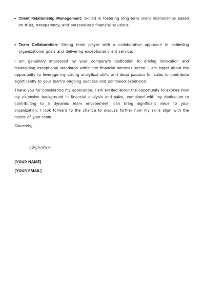 Free Financial Sales Analyst Cover Letter to Edit Online