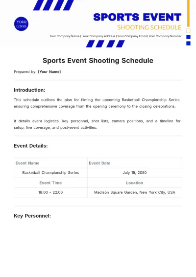 Free Sports Event Shooting Schedule Template to Edit Online