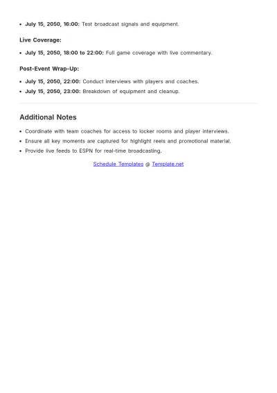 Free Sports Event Shooting Schedule Template to Edit Online