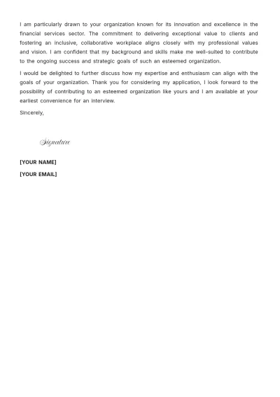 Free Lead Financial Analyst Cover Letter to Edit Online
