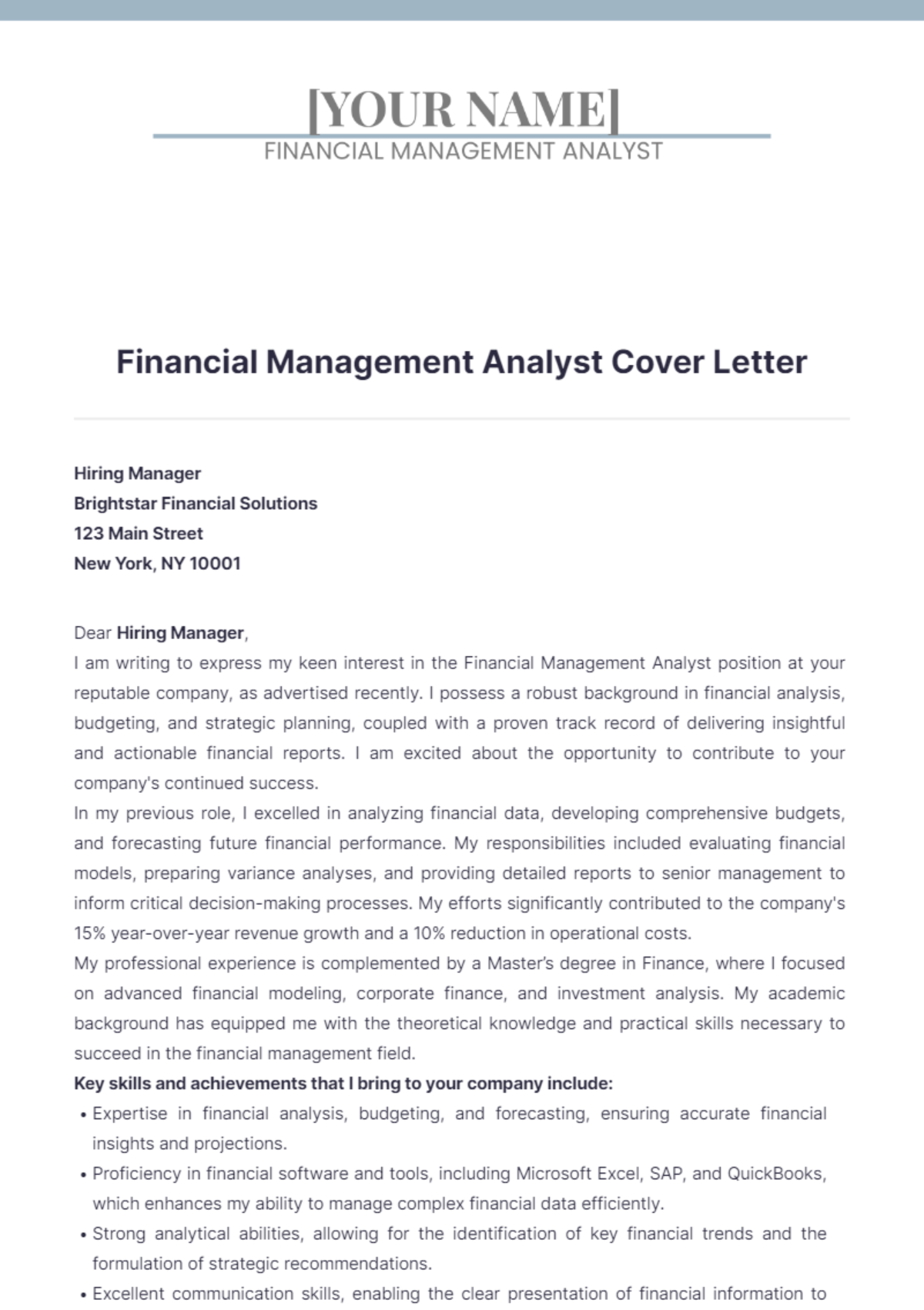 world bank financial analyst cover letter