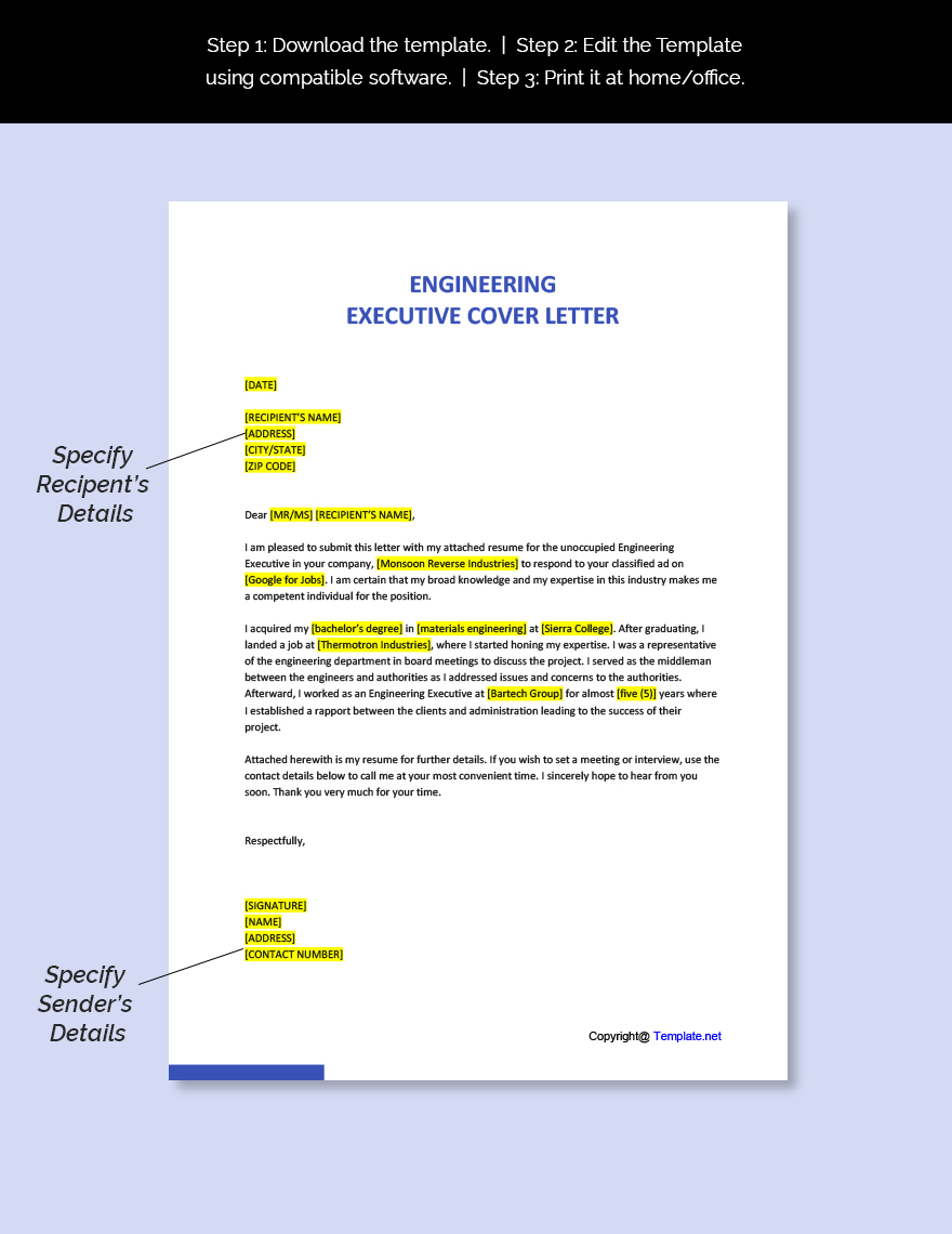 Engineering Executive Cover Letter