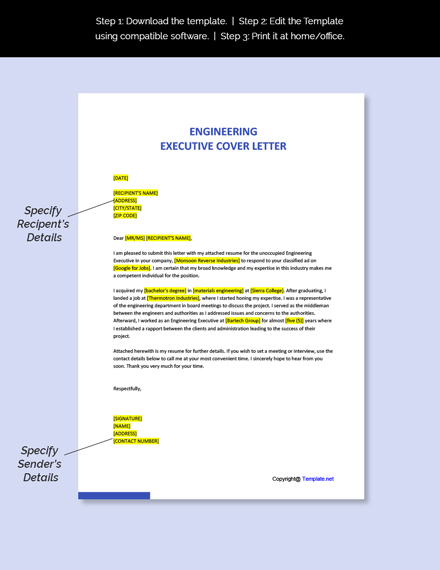 Free Engineering Executive Cover Letter Template - Google Docs, Word ...