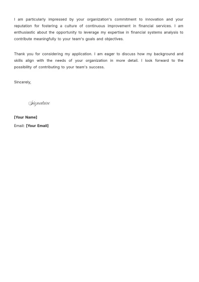 Free Financial Systems Analyst Cover Letter to Edit Online
