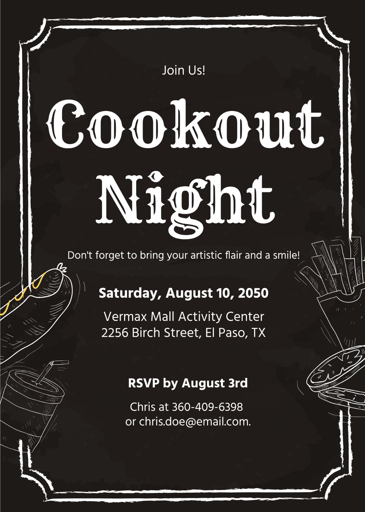 Chalkboard Cookout Invitation