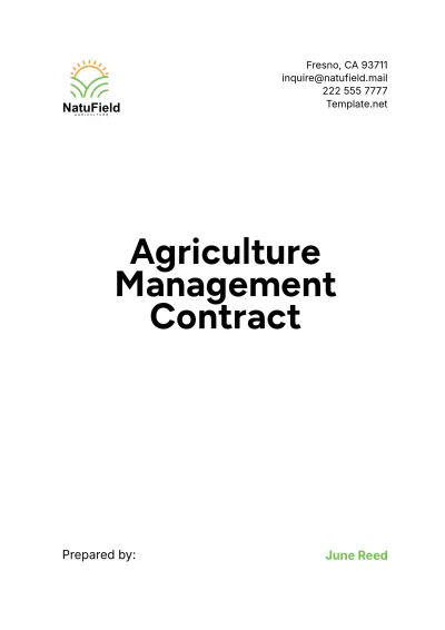 Free Agriculture Management Contract Template to Edit Online