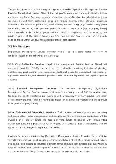 Free Agriculture Management Contract Template to Edit Online