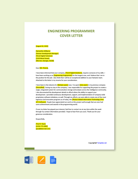 Free Ruby On Rails Programmer Cover Letter Template - Google Docs, Word ...