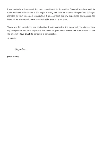 Free Senior Financial Analyst Cover Letter to Edit Online