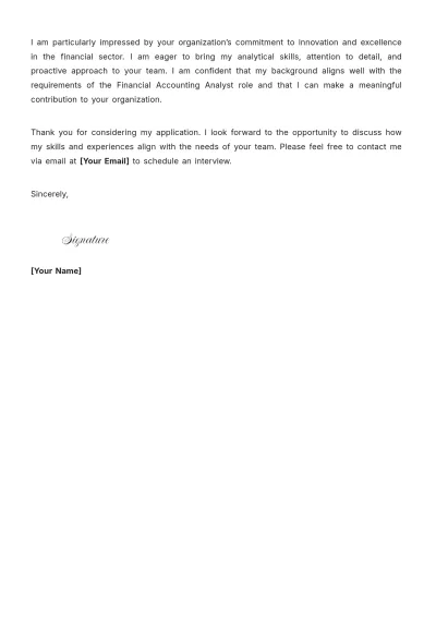 Free Financial Accounting Analyst Cover Letter to Edit Online