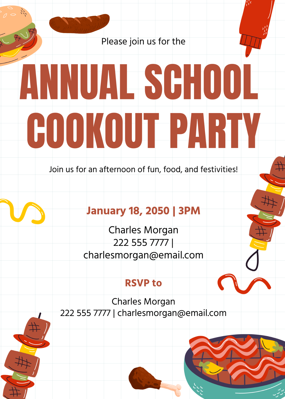 School Cookout Party Invitation