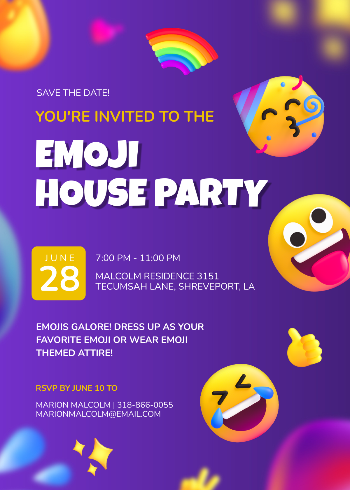 Modern Emoji Party Invitation