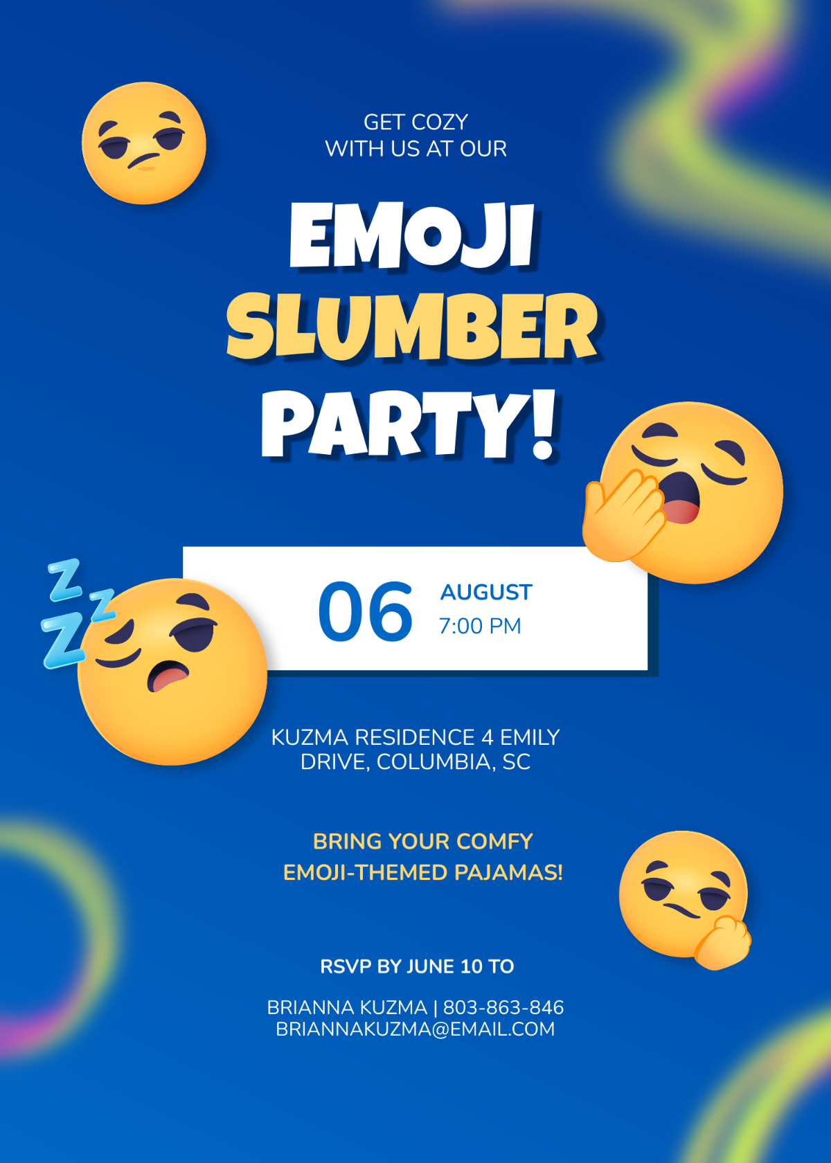 Emoji Slumber Party Invitation